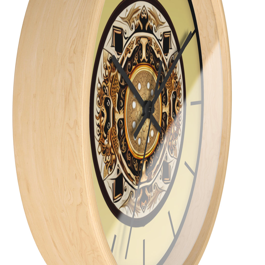 Decorative wall clock with intricate design on a white background