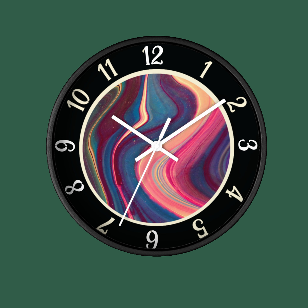 Silent Wall Clock, Abstract Art Wavy Paint