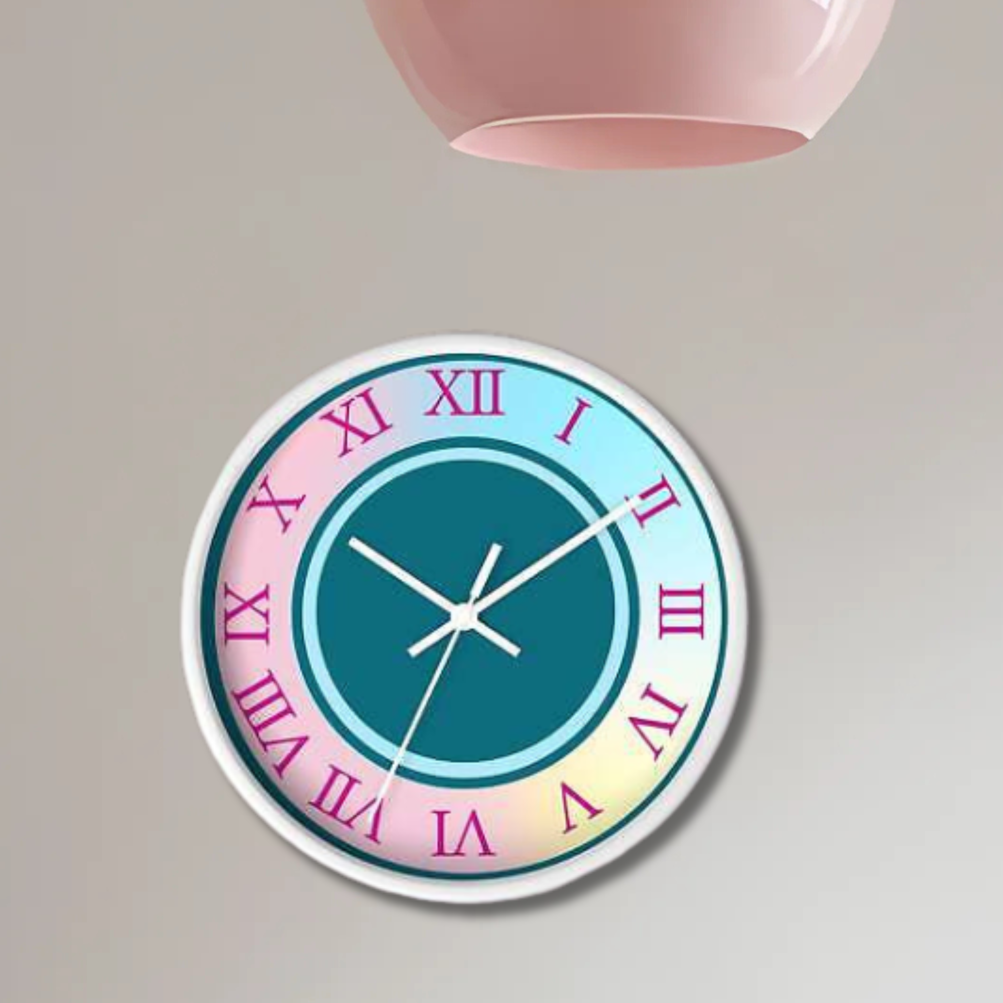 Rainbow Gradient Pink Girly Clock