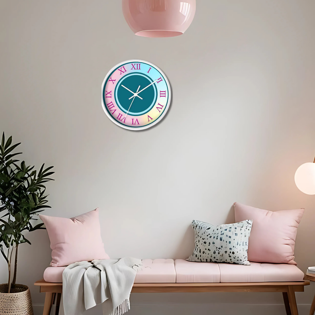 Rainbow Gradient Pink Girly Clock