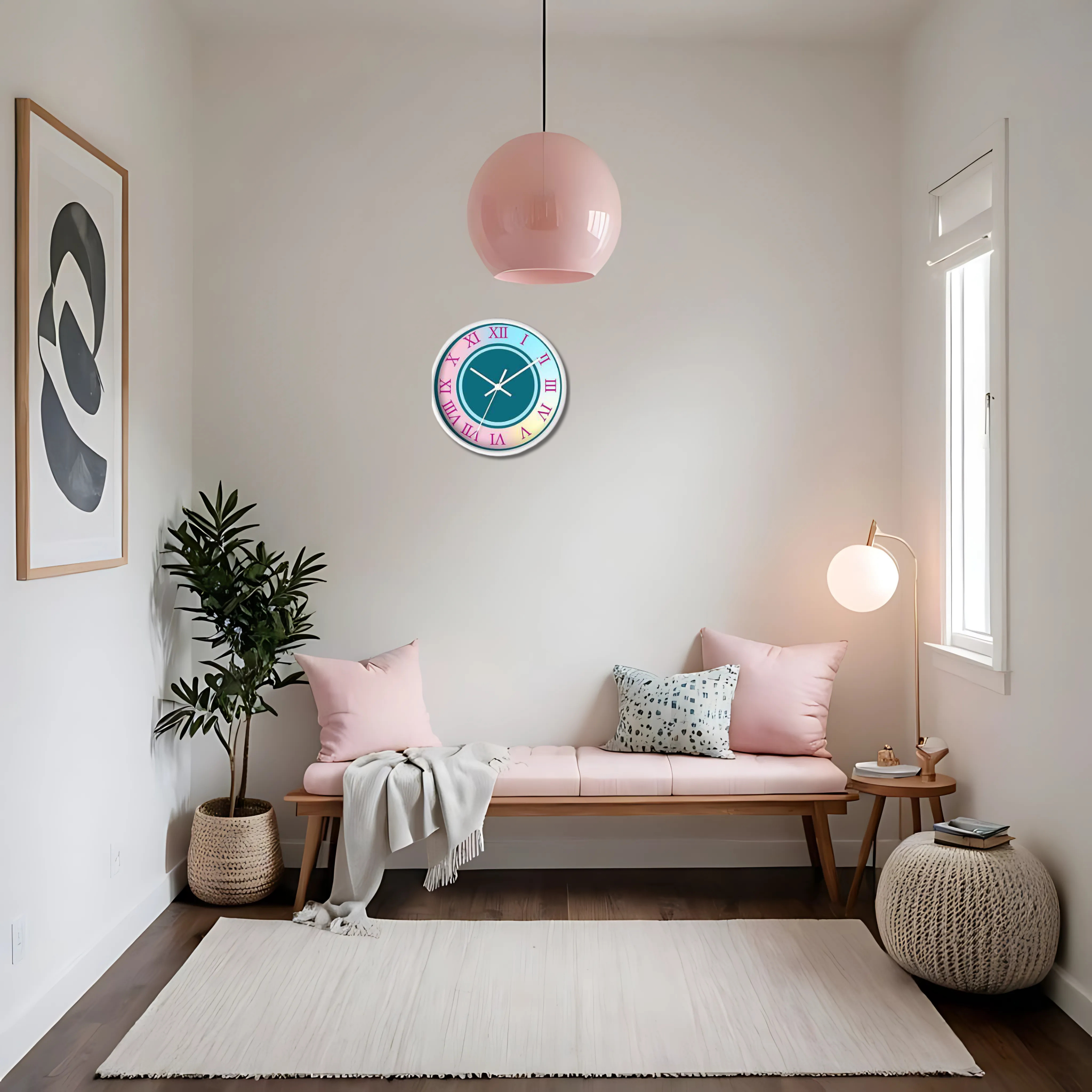 Rainbow Gradient Pink Girly Clock