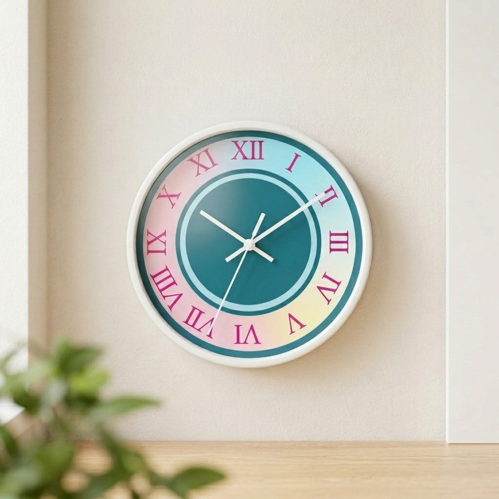 Rainbow Gradient Pink Girly Clock — Lifestyle - Home | Generated by Modelize