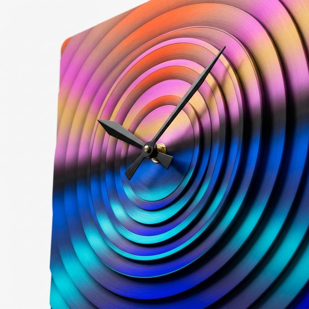 Square Wall Clock — Metallic Texture Detail | Generated by Modelize