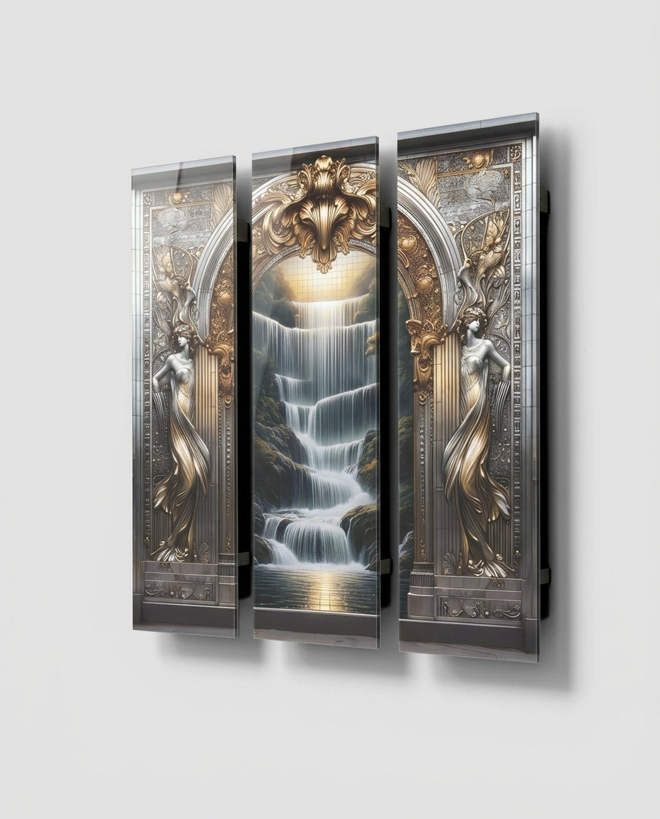 Triptych Acrylic Wall Art — Floating Side Profile | Generated by Modelize