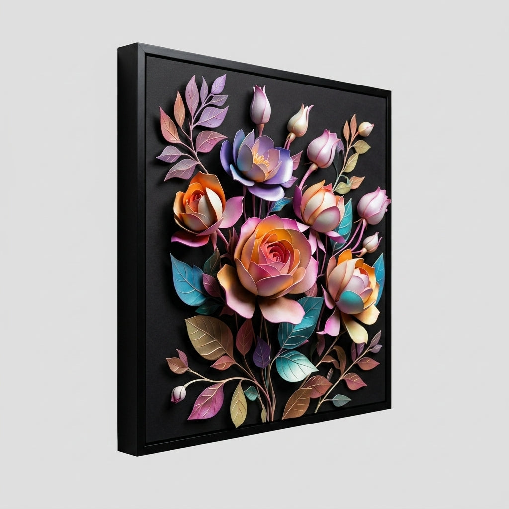 3D Sculpted Wall Art Canvas — Side Profile Depth View | Generated by Modelize
