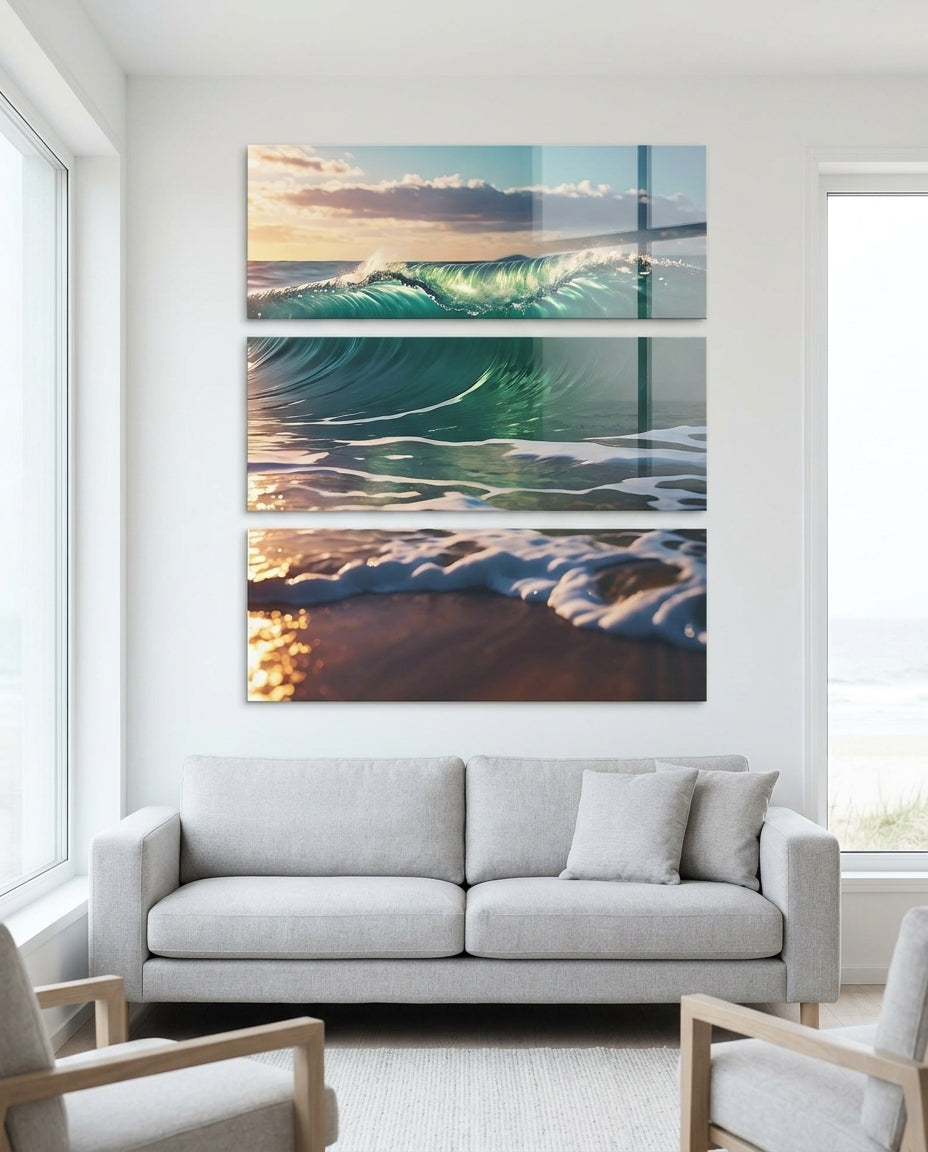 Triptych Wall Art Set — Modern Living Room Placement | Generated by Modelize