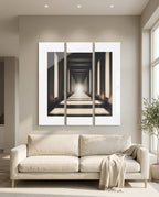 Photography Wall Art Triptych — Modern Living Room Lifestyle | Generated by Modelize