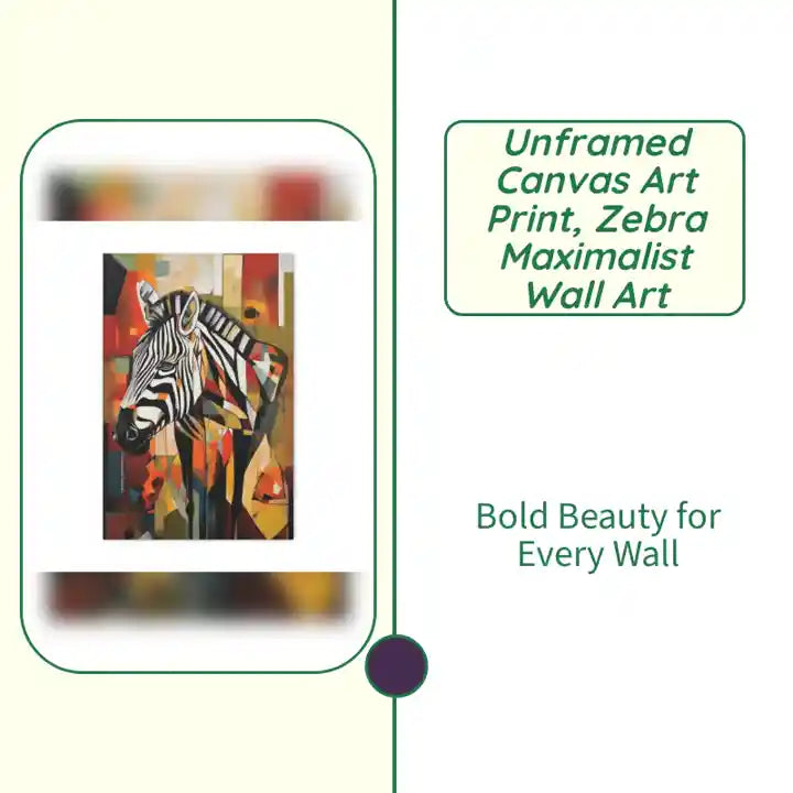 Unframed Canvas Art Print, Zebra Maximalist Wall Art by@Outfy