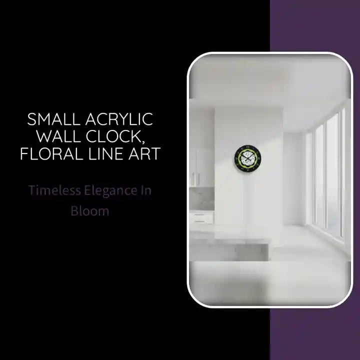 Small Acrylic Wall Clock, Floral Line Art by@Outfy