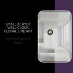 Small Acrylic Wall Clock, Floral Line Art by@Outfy
