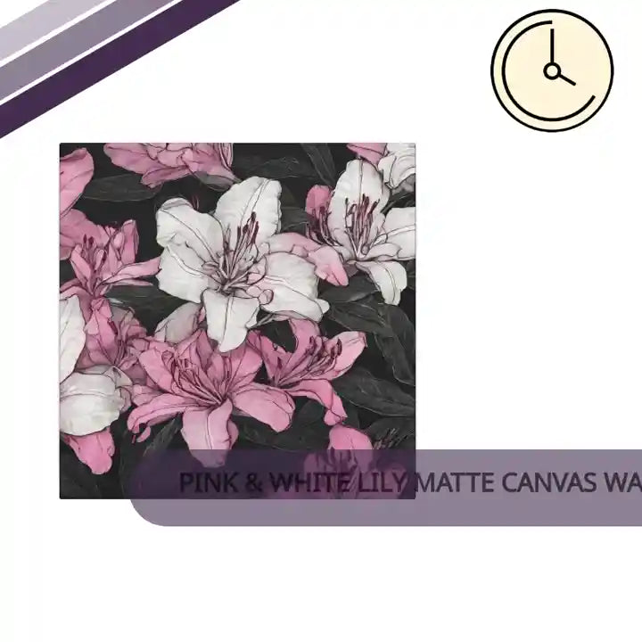 Pink & White Lily Matte Canvas Wall Art &mdash; Floral Stretched Canvas Print by@Outfy