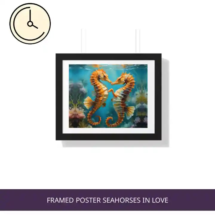 Framed Poster Seahorses in Love by@Outfy