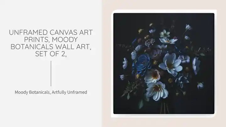 Unframed Canvas Art Prints, Moody Botanicals Wall Art, Set of 2, by@Outfy