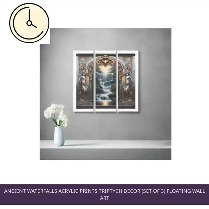 Ancient Waterfalls Acrylic Prints Triptych Decor (Set of 3) Floating Wall Art by@Outfy