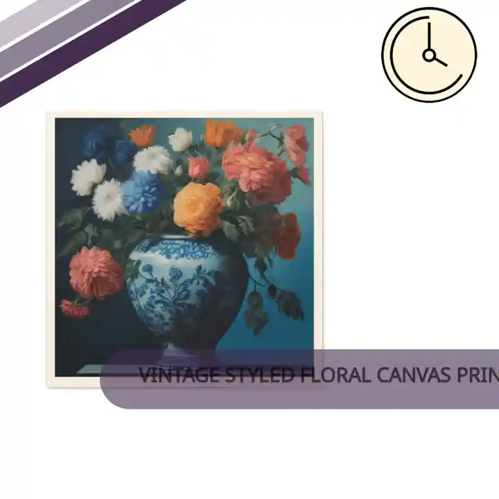 Vintage Styled Floral Canvas Print by@Outfy