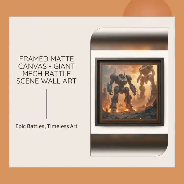 Framed Matte Canvas - Giant Mech Battle Scene Wall Art by@Outfy