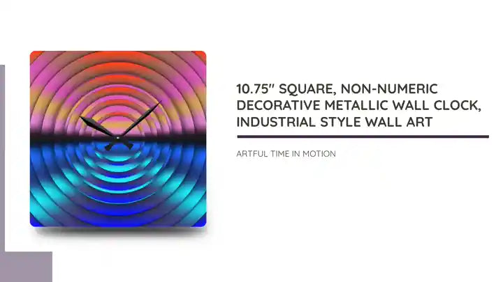 10.75" Square, Non-Numeric Decorative Metallic Wall Clock, Industrial Style Wall Art by@Outfy