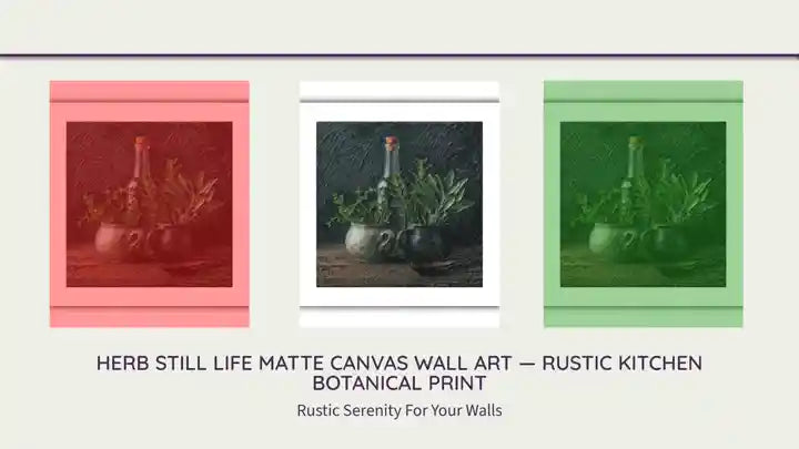 Herb Still Life Matte Canvas Wall Art &mdash; Rustic Kitchen Botanical Print by@Outfy