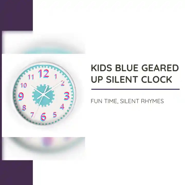 Kids Blue Geared Up Silent Clock by@Outfy