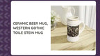 Ceramic Beer Mug, Western Gothic Toile Stein Mug by@Outfy
