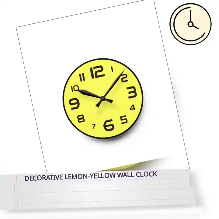 Decorative Lemon-Yellow Wall Clock by@Outfy