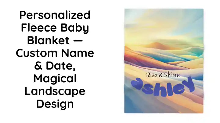 Personalized Fleece Baby Blanket &mdash; Custom Name &amp; Date, Magical Landscape Design by@Outfy