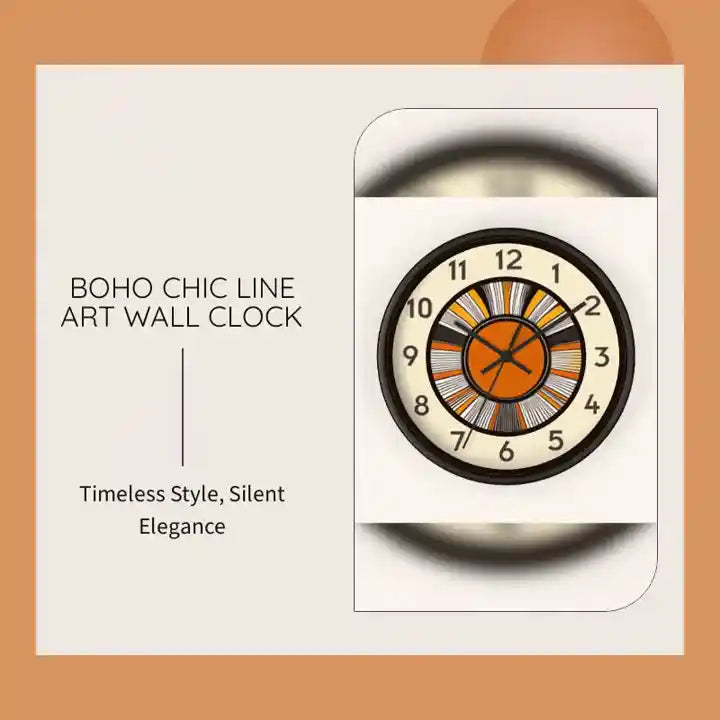Boho Chic Line Art Wall Clock by@Outfy