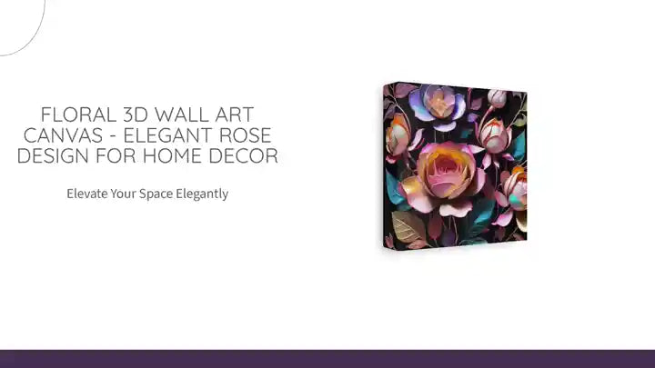 Floral 3D Wall Art Canvas - Elegant Rose Design for Home Decor by@Outfy