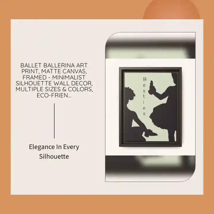 Ballet Ballerina Art Print, Matte Canvas, Framed - Minimalist Silhouette Wall Decor, Multiple Sizes &amp; Colors, Eco-Friendly, Ready to Hang, by@Outfy