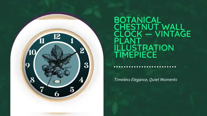 Botanical Chestnut Wall Clock &mdash; Vintage Plant Illustration Timepiece by@Outfy