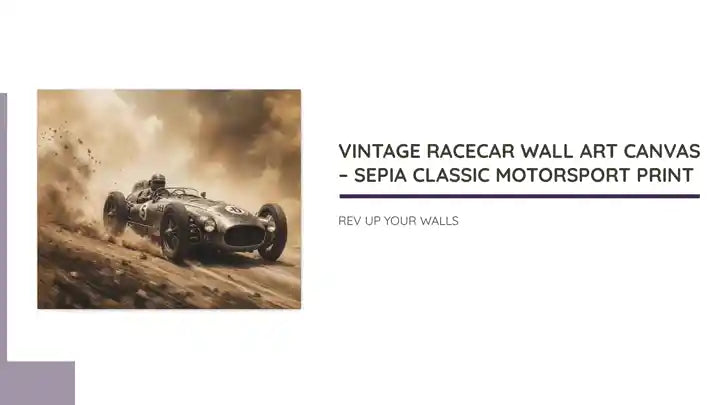 Vintage Racecar Wall Art Canvas &ndash; Sepia Classic Motorsport Print by@Outfy