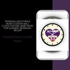 Personalized Purple Heart Custom Wall Clock for Girl Baby Name for Nursery, Bedroom Decor by@Outfy
