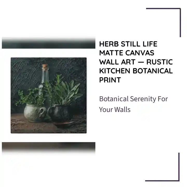 Herb Still Life Matte Canvas Wall Art &mdash; Rustic Kitchen Botanical Print by@Outfy