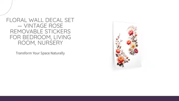 Floral Wall Decal Set &mdash; Vintage Rose Removable Stickers for Bedroom, Living Room, Nursery by@Outfy