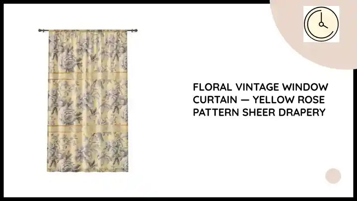 Floral Vintage Window Curtain &mdash; Yellow Rose Pattern Sheer Drapery by@Outfy
