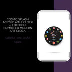 Cosmic Splash Acrylic Wall Clock &mdash; Colorful Numbered Modern Art Clock by@Outfy
