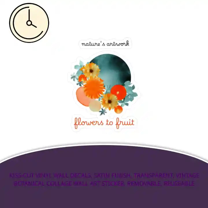 Kiss-Cut Vinyl Wall Decals, Satin Finish, Transparent, Vintage Botanical Collage Wall Art Sticker, Removable, Reuseable by@Outfy