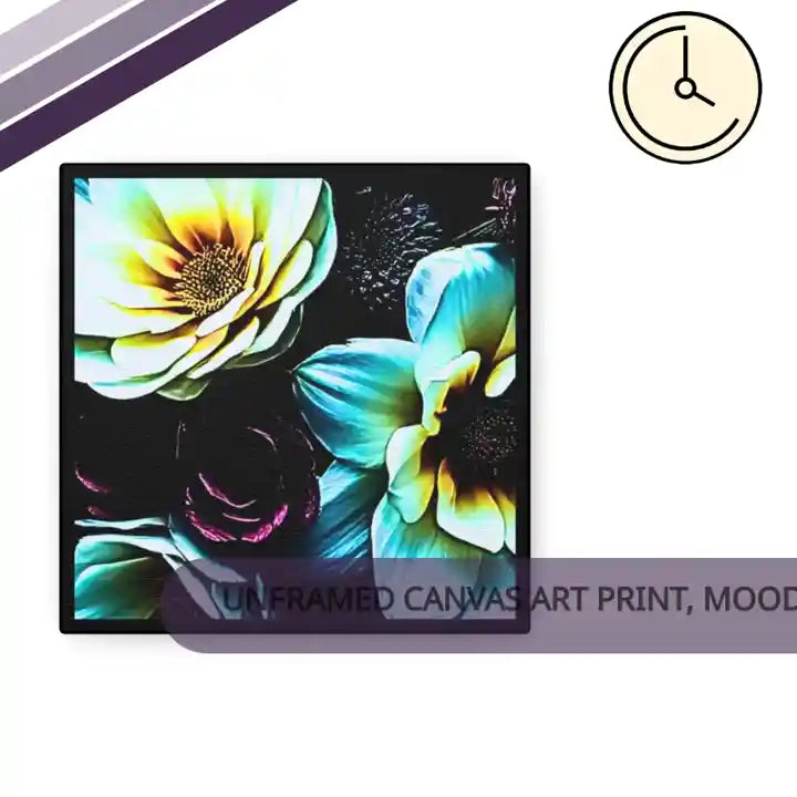 Unframed Canvas Art Print, Moody Botanicals Wall Art black border print by@Outfy