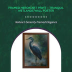 Framed Heron Art Print &ndash; Tranquil Wetlands Wall Poster by@Outfy