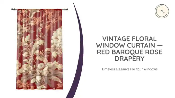 Vintage Floral Window Curtain &mdash; Red Baroque Rose Drapery by@Outfy
