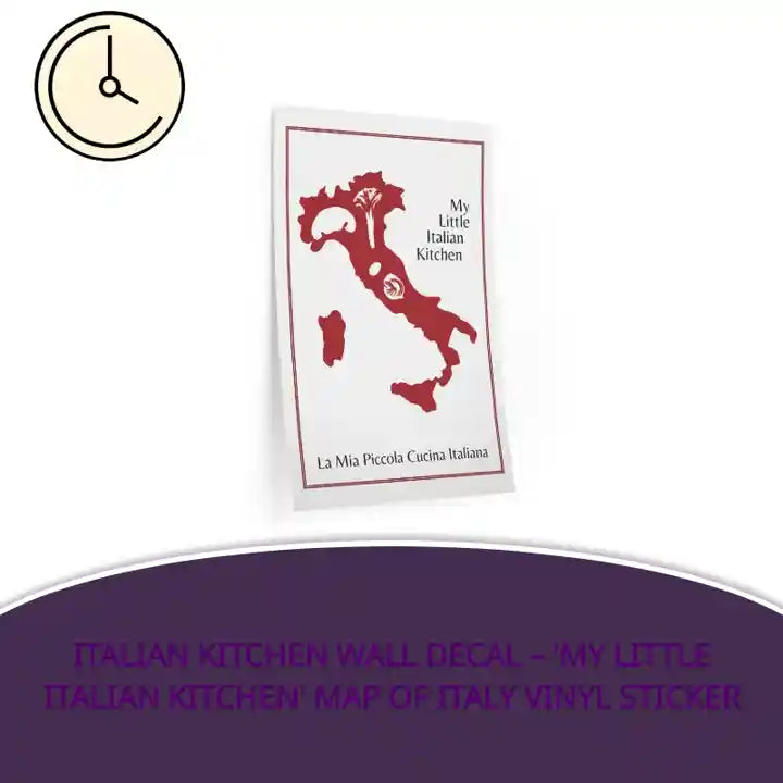 Italian Kitchen Wall Decal &ndash; 'My Little Italian Kitchen' Map of Italy Vinyl Sticker by@Outfy