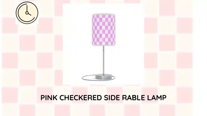 Pink Checkered Side Rable Lamp by@Outfy
