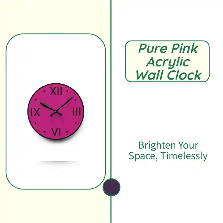 Pure Pink Acrylic Wall Clock by@Outfy
