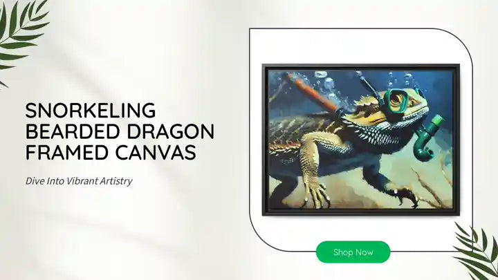 Snorkeling Bearded Dragon Framed Canvas by@Outfy