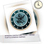 Botanical Chestnut Wall Clock &mdash; Vintage Plant Illustration Timepiece by@Outfy