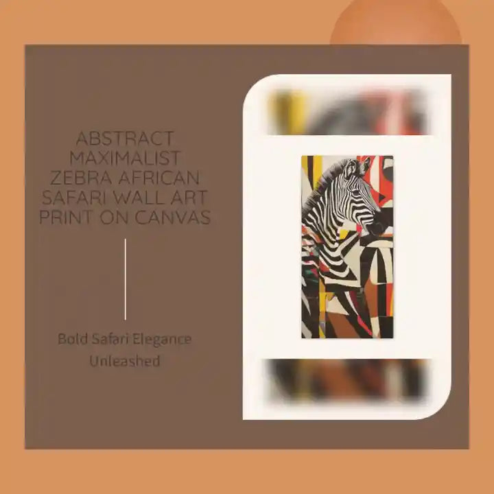 Abstract Maximalist Zebra African Safari Wall Art Print on Canvas by@Outfy