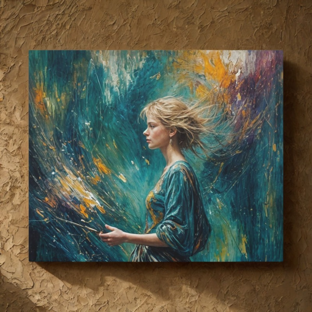 lifestyle image of a canvas print on a wall