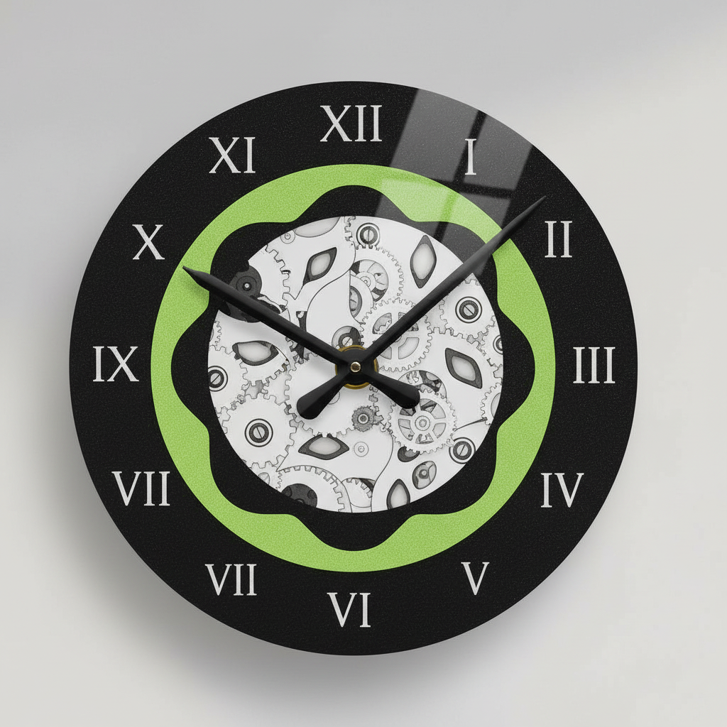 Small Acrylic Wall Clock, Floral Line Art